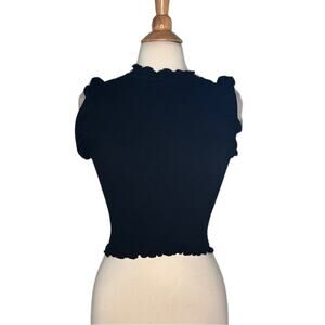 Heart & Hips Black Smocked Ruffled Top MM7